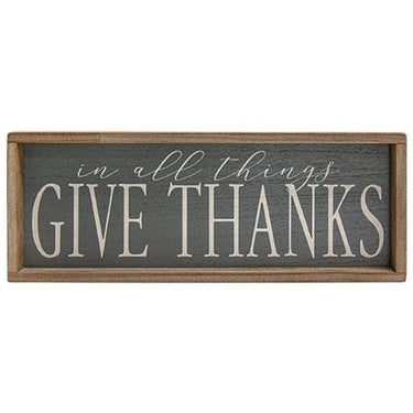 In All Things Give Thanks Weathered Framed Sign - The Fox Decor